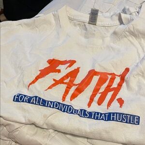 White T-Shirt with Red Graphic Print